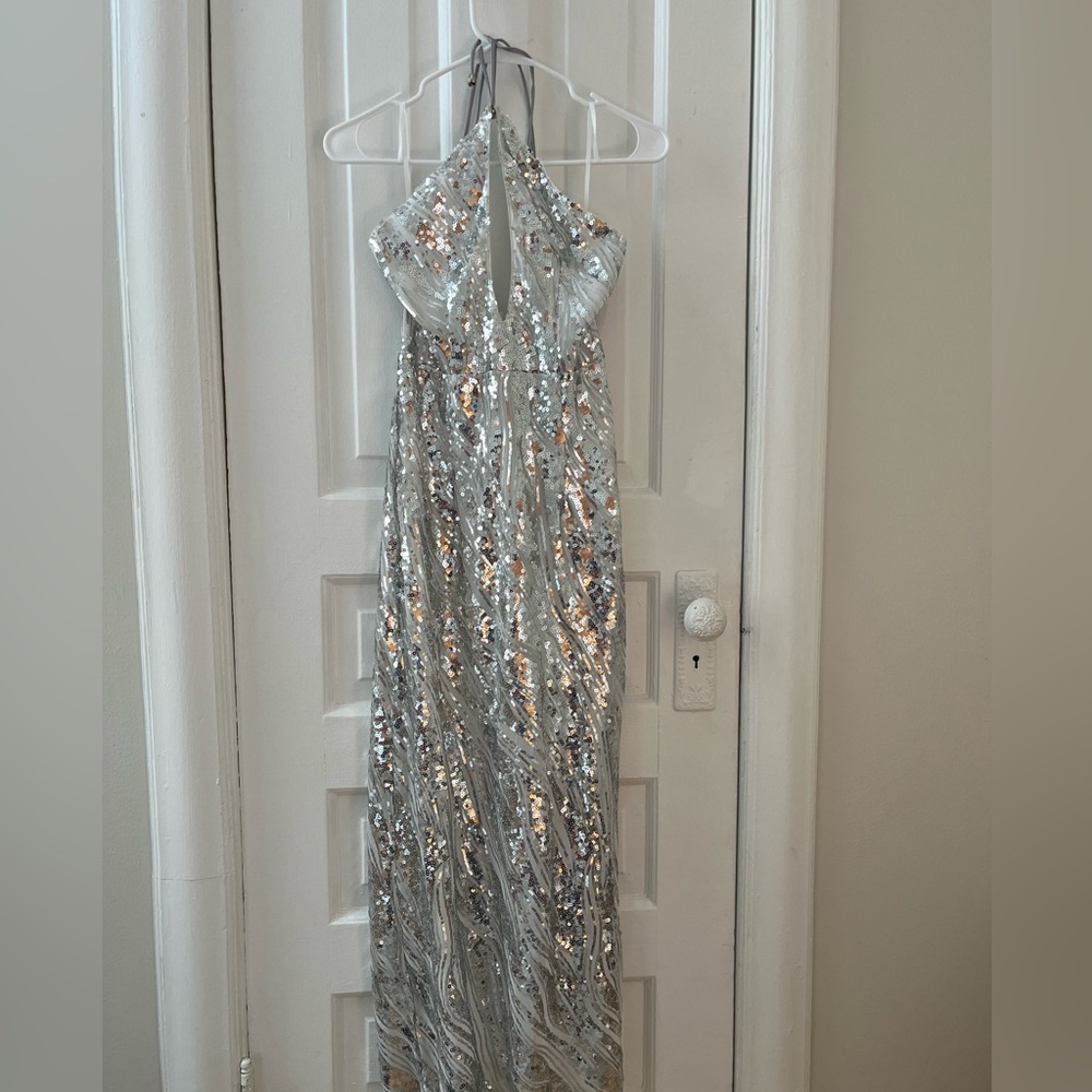 Silver sequinned dress